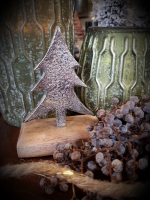 Kerstboom zilver op hout
