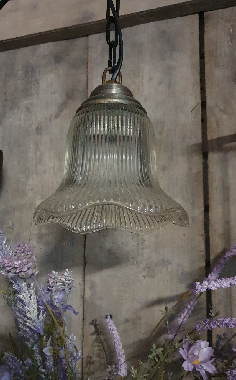 Brocante hanglamp glas -