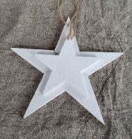 Kerstdecoratie houten ster wit