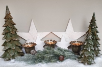 Kerstdecoratie houten ster wit