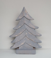 Kerstdecoratie houten kerstboom grijs