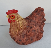 Decoratie kip zittend bruin