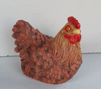 Decoratie kip zittend bruin