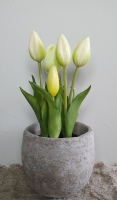 Kunst tulpen in potje wit