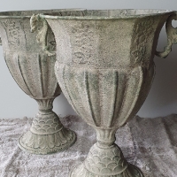 Franse vaas metaal aged green