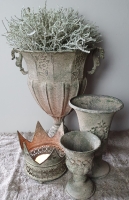 Franse vaas metaal aged green