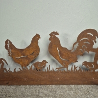 Roest kip en haan decoratie