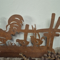 Roest kip en haan decoratie