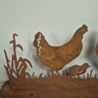 Roest kip en haan decoratie