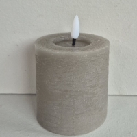 Led kaars taupe rustiek 7.5x8cm