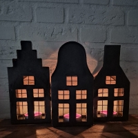 Waxinehouder huisje metaal