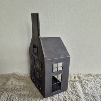 Waxinehouder huisje metaal