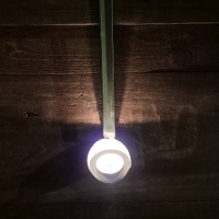 Oud emaille sauslepel groen