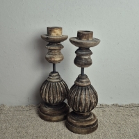 Houten kandelaar kaarsenhouder