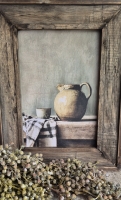 Landelijk schilderij met oud houten lijst