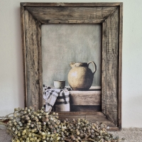Landelijk schilderij met oud houten lijst