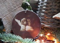Kerstdecoratie label engel